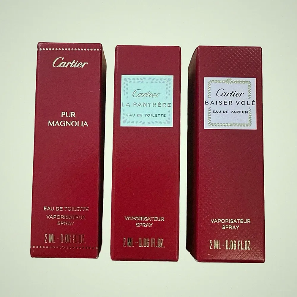 3 Authentic CARTIER 2ml Travel Spray BUNDLE Baiser Vole-Pur Magnolia-La Panthere