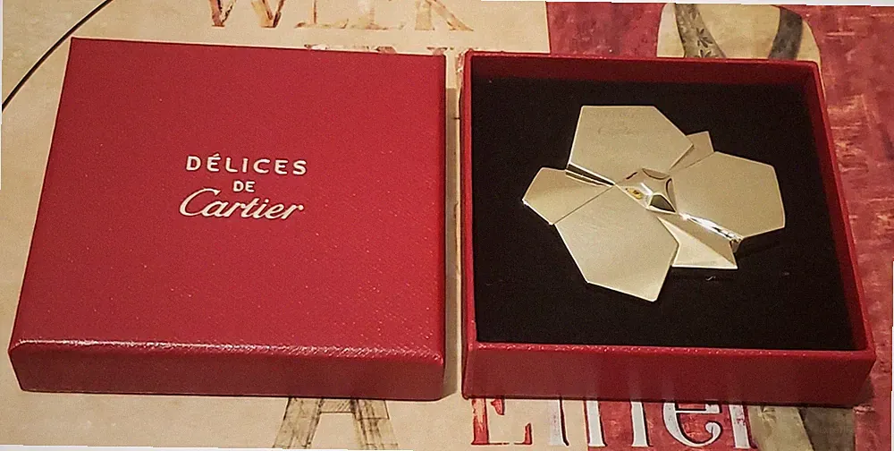 CARTIER Delices De Cartier Solid Perfume Silver Slide Case RARE LIMITED VINTAGE