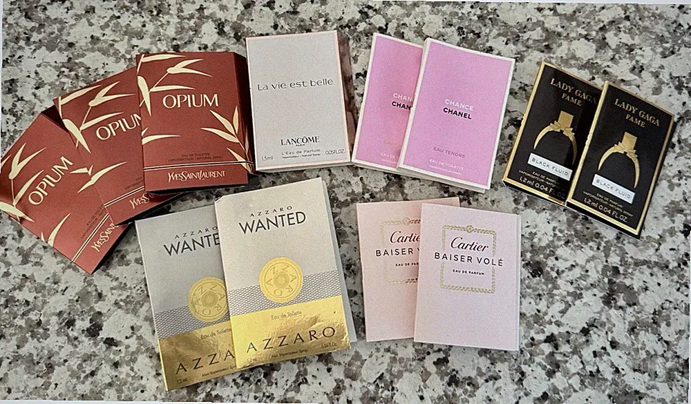 Lot of 12 Different Designer Perfume Sample Sizes Opium, Chanel, Cartier