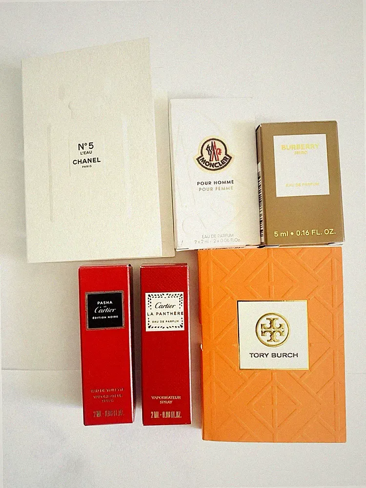 Luxury Designer Perfume Sample Lot 6pc Chanel Cartier Burberry Moncler NEW