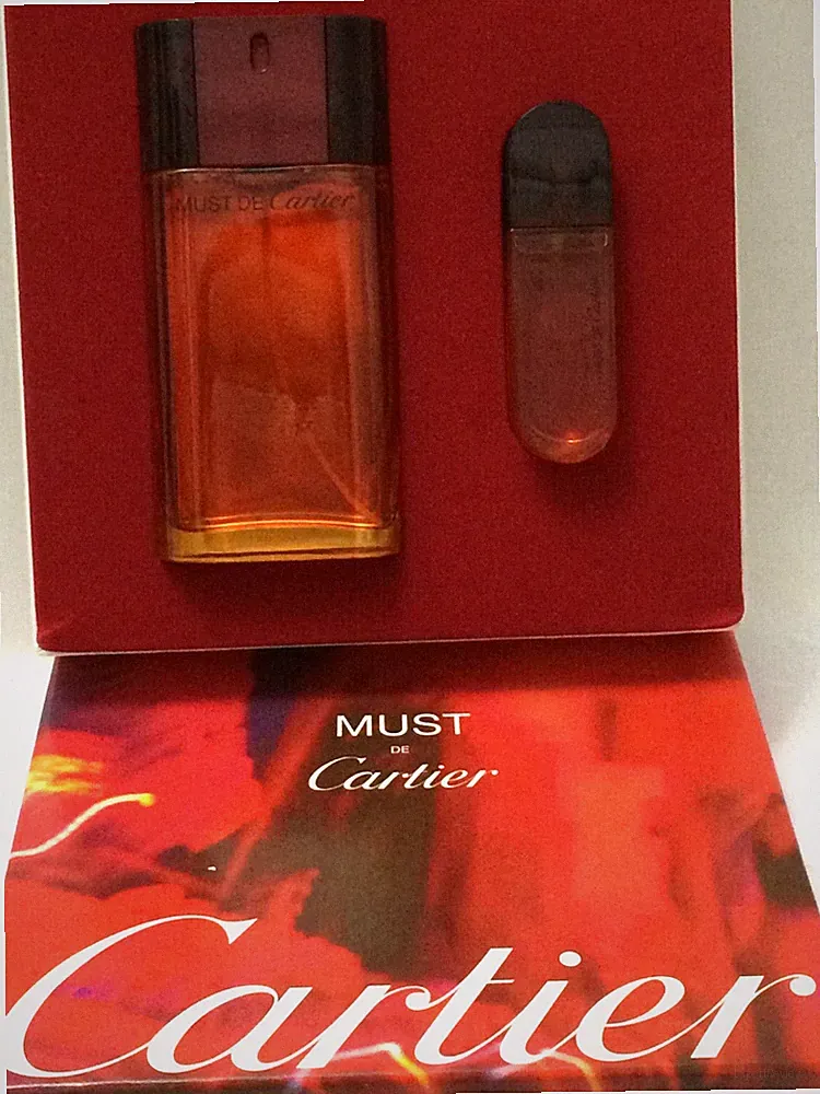 MUST de Cartier Perfume Women 2pc Gift Set: 3.3 oz EDT Spray +0.5oz EDT-VINTAGE