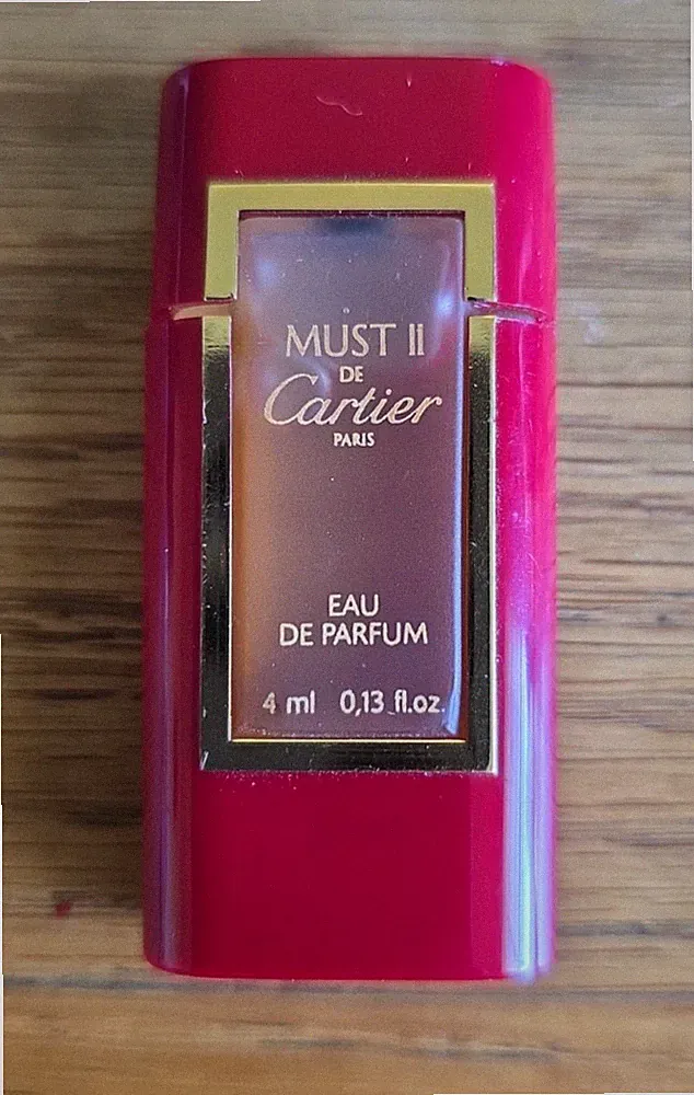 Vintage Cartier Must II de Cartier Mini Eau de Parfum Perfume Red Bottle Full